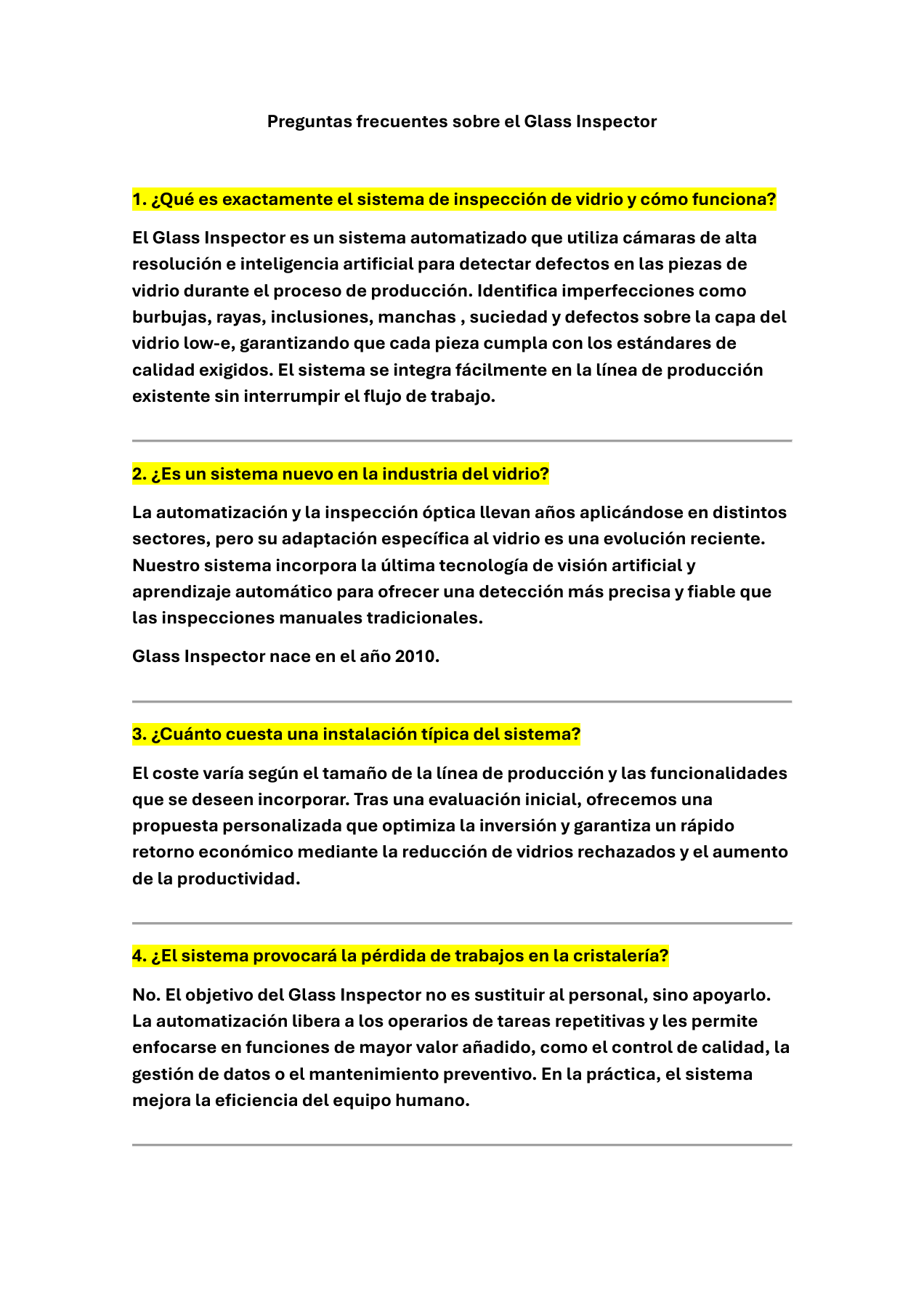 Preguntas frecuentes del fabricante