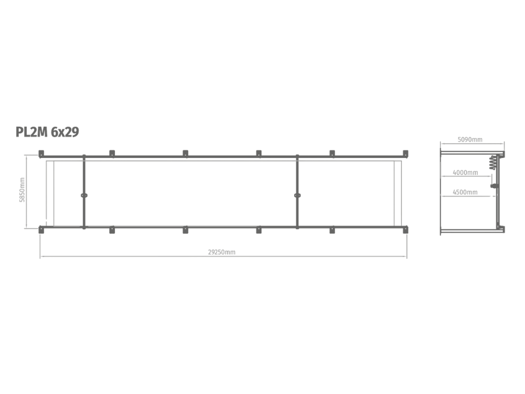 Plano técnico de configuración PLM 6 por 29 metros